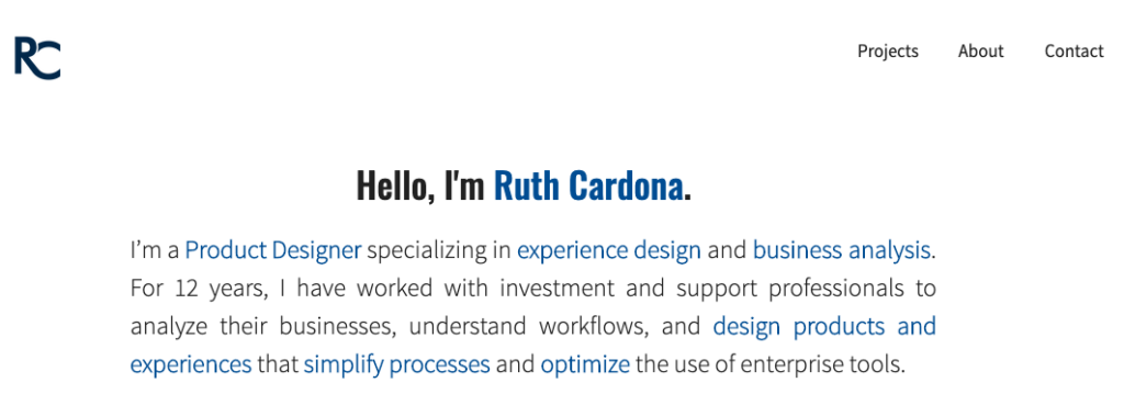 Example about me statement for a UX professional