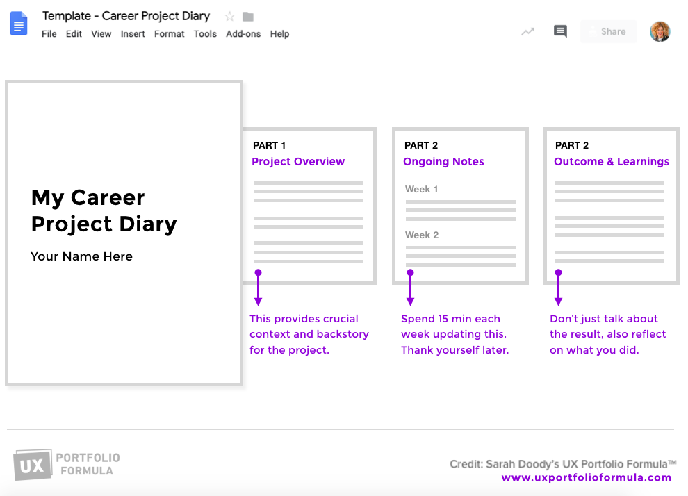 Preview of the Career Project Diary in Google Docs