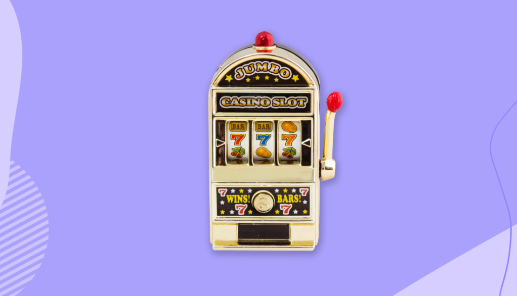 A miniature slot machine toy.